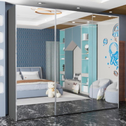 Sliding Wardrobes 4U Etna 3 Door Grey Full Mirrored Wardrobe 250cm - Wilko - thumbnail 1