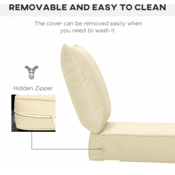Outsunny Cream Seat and Back Garden Chair Cushion Set - Size: 61 x 61cm - Wilko - thumbnail 7