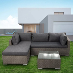 Furniture One 3 Seater Grey Rattan L Shape Corner Sofa Set - Wilko - thumbnail 5