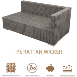 Furniture One 3 Seater Grey Rattan L Shape Corner Sofa Set - Wilko - thumbnail 6
