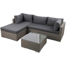 Furniture One 3 Seater Grey Rattan L Shape Corner Sofa Set - Wilko - thumbnail 3