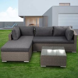 Furniture One 3 Seater Grey Rattan L Shape Corner Sofa Set - Wilko