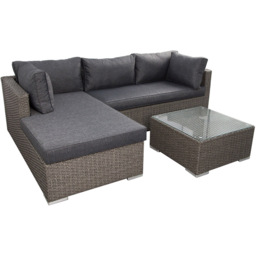 Furniture One 3 Seater Grey Rattan L Shape Corner Sofa Set - Wilko - thumbnail 4