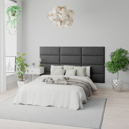 Aspire EasyMount Charcoal Saxon Twill Upholstered Wall Mounted Headboard Panels 4 Pack - Grey - Aspire Beds - Wilko