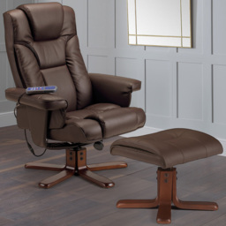 Julian Bowen Malmo Brown Massage and Heat Recliner Chair with Footstool - Size: Single - Wilko