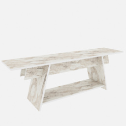 Decorotika Lanca Single Shelf White Marble Effect TV Unit - Size: 50 x 150 x 35cm - Cream - Wilko - thumbnail 3