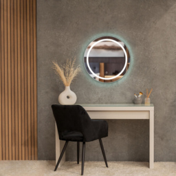 ValueLights Round Inset LED Bathroom Mirror with Touch Control - Size: 60 x 2.6 x 60cm - Silver - Wilko - thumbnail 7
