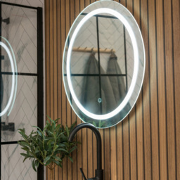 ValueLights Round Inset LED Bathroom Mirror with Touch Control - Size: 60 x 2.6 x 60cm - Silver - Wilko - thumbnail 6