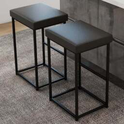 Costway Grey PU Leather Bar Stool Set of 2 - Size: 84 x 50 x 25cm - Wilko - thumbnail 1