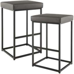 Costway Grey PU Leather Bar Stool Set of 2 - Size: 84 x 50 x 25cm - Wilko - thumbnail 3