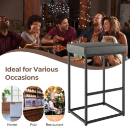 Costway Grey PU Leather Bar Stool Set of 2 - Size: 84 x 50 x 25cm - Wilko - thumbnail 5