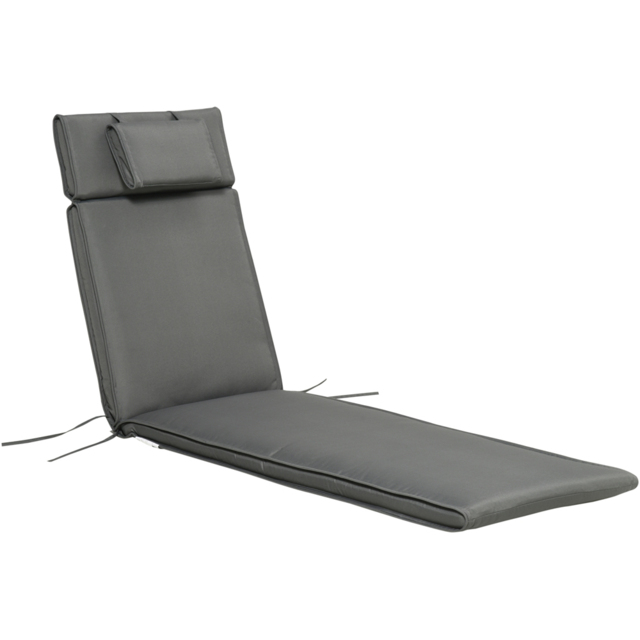 Outsunny Grey Sun Lounger Cushion Replacement with Pillow 196 x 53cm - Size: 53 x 198cm - Wilko - image 1