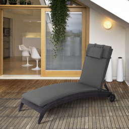 Outsunny Grey Sun Lounger Cushion Replacement with Pillow 196 x 53cm - Size: 53 x 198cm - Wilko - thumbnail 3