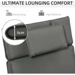 Outsunny Grey Sun Lounger Cushion Replacement with Pillow 196 x 53cm - Size: 53 x 198cm - Wilko - thumbnail 5