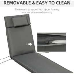 Outsunny Grey Sun Lounger Cushion Replacement with Pillow 196 x 53cm - Size: 53 x 198cm - Wilko - thumbnail 7