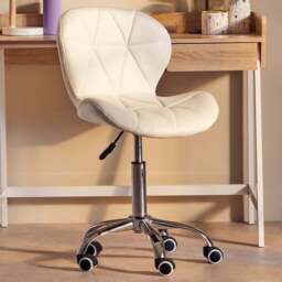 Premier Housewares White Velvet Quilted Home Office Chair - Size: 49 x 55 x 98cm - Multi - Interiors by Premier - Wilko - thumbnail 1