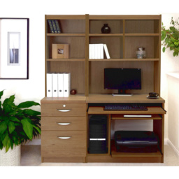 R White Cabinets 3 Drawer Set-17 Computer Desk with Bookcase and Printer Shelf Dark Brown - Size: 182.8 x 132.9 x 54cm - Wilko - thumbnail 5