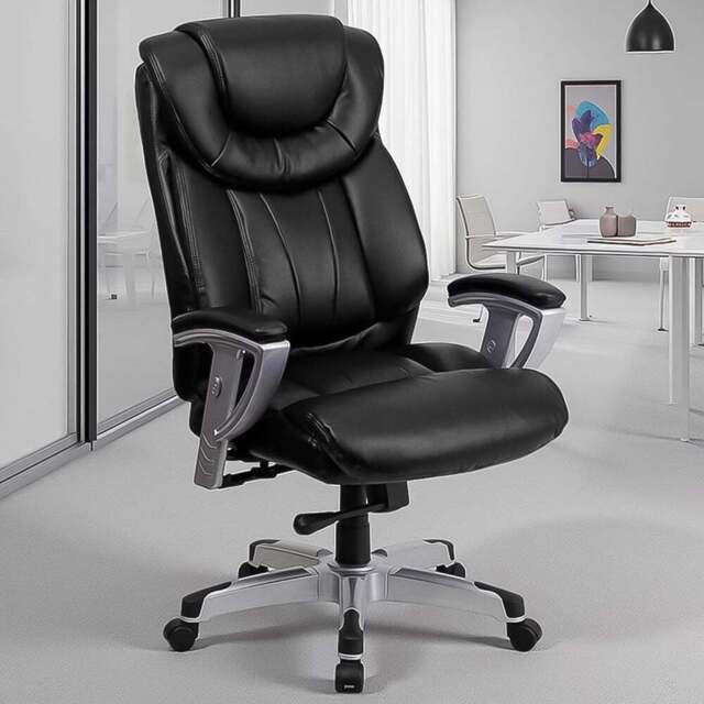 FWStyle Black Faux Leather High Back Executive Office Chair - Size: 123.19 x 76.2 x 78.74cm - Wilko - image 1