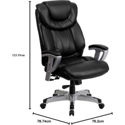 FWStyle Black Faux Leather High Back Executive Office Chair - Size: 123.19 x 76.2 x 78.74cm - Wilko - thumbnail 7