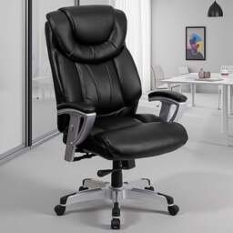 FWStyle Black Faux Leather High Back Executive Office Chair - Size: 123.19 x 76.2 x 78.74cm - Wilko