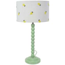 ValueLights Bobbins Lemon Embroidered Drum Shade Sage Green LED Table Lamp - Wilko - thumbnail 1