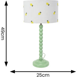 ValueLights Bobbins Lemon Embroidered Drum Shade Sage Green LED Table Lamp - Wilko - thumbnail 7