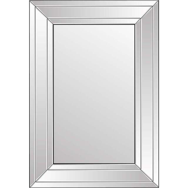 Langley Modern Double Edge Bevelled All Glass Wall Mirror 100 x 70cm - Black - MirrorOutlet - Wilko - image 1