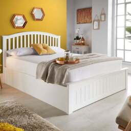 Grayson Double White Wooden Ottoman Bed Frame - Bedmaster - Wilko - thumbnail 1