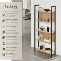 tectake Westport 5 Shelf Oak Sonoma Shelving Unit - Brown - Wilko - thumbnail 7