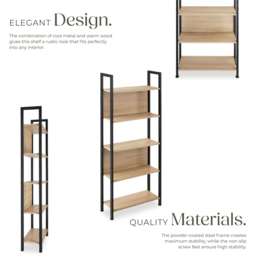 tectake Westport 5 Shelf Oak Sonoma Shelving Unit - Brown - Wilko - thumbnail 4