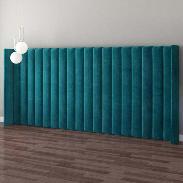 Aspire Furniture Grandeur Emerald Plush Velvet Wing Headboard - Size: Emperor - Green - Aspire Beds - Wilko - image 1