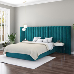 Aspire Furniture Grandeur Emerald Plush Velvet Wing Headboard - Size: Emperor - Green - Aspire Beds - Wilko - thumbnail 3