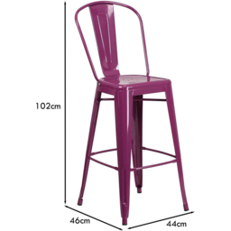 FWStyle Set of 4 24 inch Purple Galvanised Steel Ready Assembled Bar Stools - Wilko - thumbnail 7