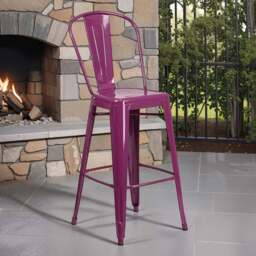 FWStyle Set of 4 24 inch Purple Galvanised Steel Ready Assembled Bar Stools - Wilko - thumbnail 1