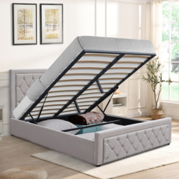 Kosy Koala Small Double Grey Velvet Tufted Gaslift Ottoman Bed - Wilko - thumbnail 7