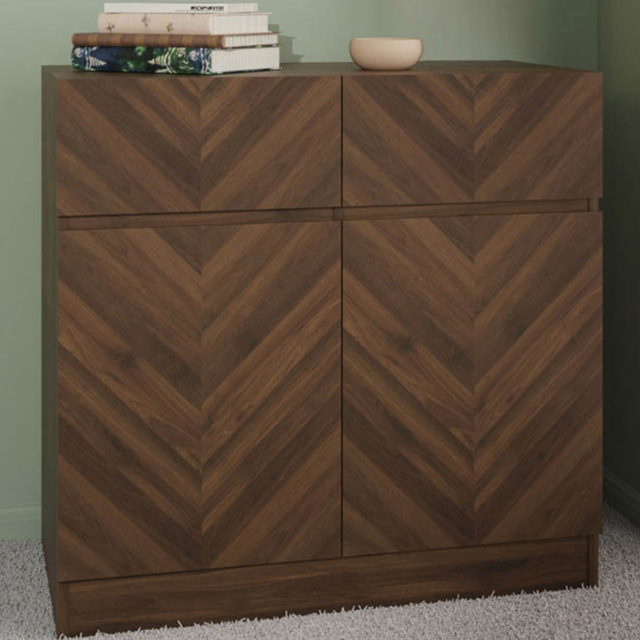 GFW Catania 2 Door 2 Drawer Royal Walnut Compact Sideboard - Size: 39 x 79 x 76cm - Brown - Wilko - image 1