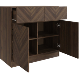 GFW Catania 2 Door 2 Drawer Royal Walnut Compact Sideboard - Size: 39 x 79 x 76cm - Brown - Wilko - thumbnail 4