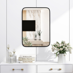 Costway Rectangle Bathroom Wall Mirror with Shatter Proof Film - Size: 79 x 59 x 8cm - Black - Wilko - thumbnail 7