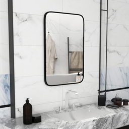 Costway Rectangle Bathroom Wall Mirror with Shatter Proof Film - Size: 79 x 59 x 8cm - Black - Wilko - thumbnail 4