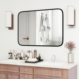 Costway Rectangle Bathroom Wall Mirror with Shatter Proof Film - Size: 79 x 59 x 8cm - Black - Wilko - thumbnail 6