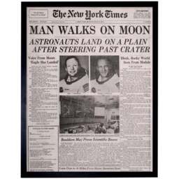 Wee Blue Coo Vintage Moon Aldrin Armstrong Space Newspaper Framed Wall Art Print 30 x 41cm - Size: 43.3 x 33.3 x 1.5cm - Grey - Wilko - thumbnail 1