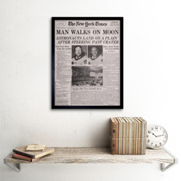 Wee Blue Coo Vintage Moon Aldrin Armstrong Space Newspaper Framed Wall Art Print 30 x 41cm - Size: 43.3 x 33.3 x 1.5cm - Grey - Wilko - thumbnail 3