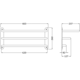 nuie Radiator Accessories Chrome 3 Tier Towel Rack - Size: 2.6 x 6.12 x 2.47cm - Silver - Wilko - thumbnail 3