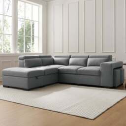 Home Detail Scarlett 5 Seater Grey Air Leather Left Hand Corner Sofa - Wilko - thumbnail 1