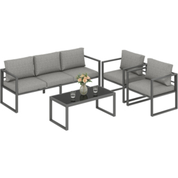 Outsunny 5 Seater Dark Grey Aluminium Frame Garden Lounge Set - Wilko - thumbnail 3