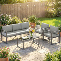 Outsunny 5 Seater Dark Grey Aluminium Frame Garden Lounge Set - Wilko