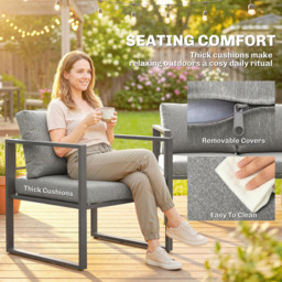 Outsunny 5 Seater Dark Grey Aluminium Frame Garden Lounge Set - Wilko - thumbnail 7