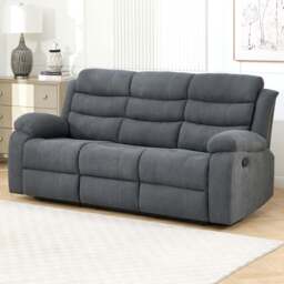 Furniture Online Boston 3 Seater Grey Manual Recliner Sofa - Wilko - thumbnail 1