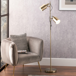 Pacific Lifestyle Aaron Antique Brass Metal Floor Lamp - Gold - Wilko - thumbnail 3