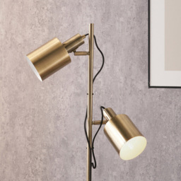 Pacific Lifestyle Aaron Antique Brass Metal Floor Lamp - Gold - Wilko - thumbnail 4